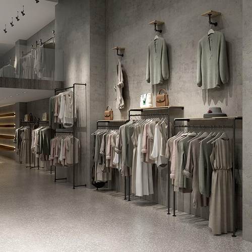 复古工业风服装店落地靠墙衣服展示架壁挂水管立柱挂衣杆现货