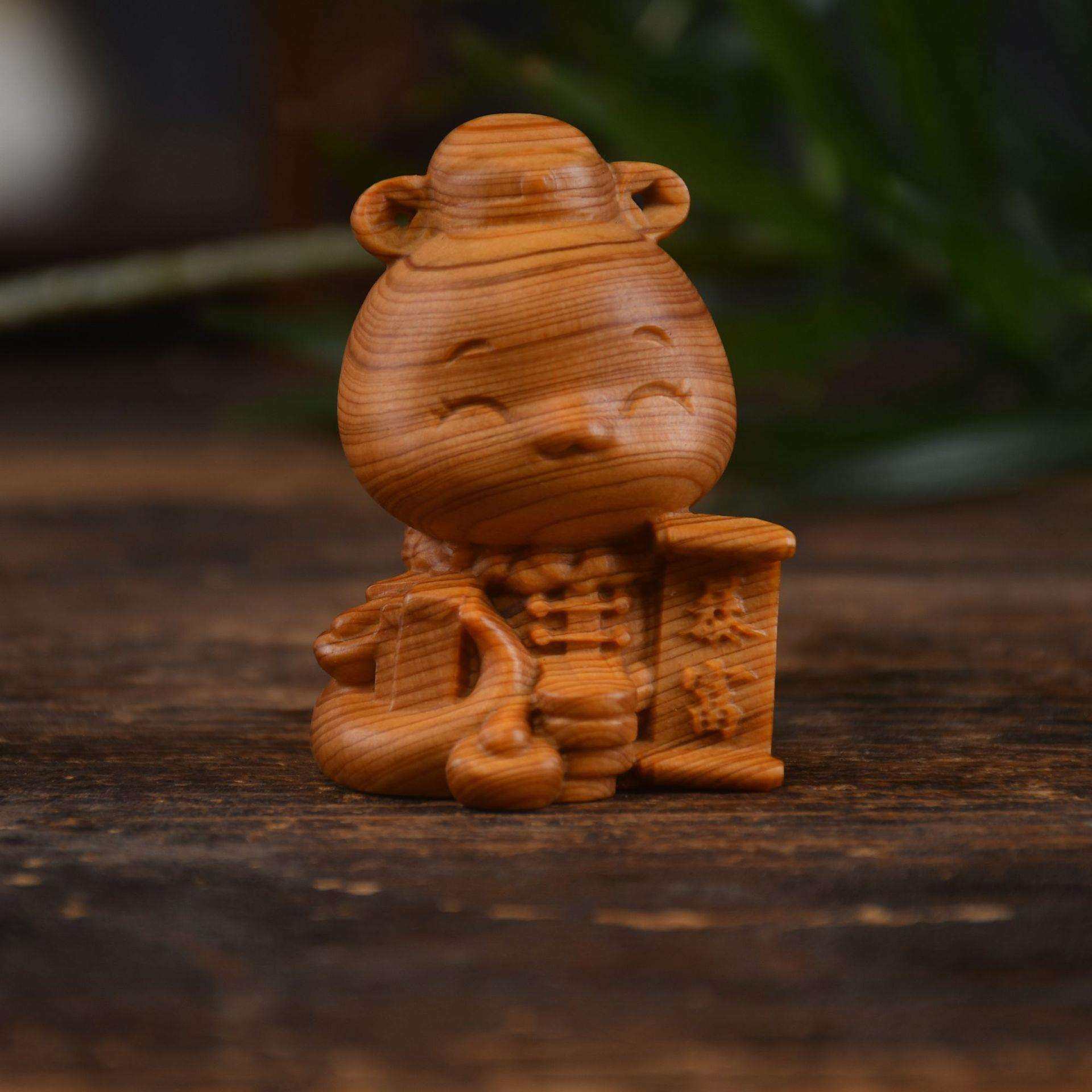 蛇年大吉崖柏木雕暴富蛇手把件蛇宝摆件茶虫家居男士随身文玩