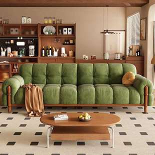 奶油风小户型客厅组合原木北欧风沙发工厂 复古钢琴键布艺沙发新款