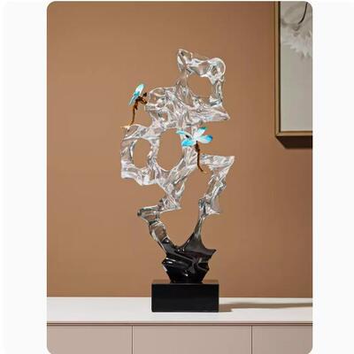 艺贝子时来运转透明太湖石摆件新中式客厅书房办公室入户玄关装饰