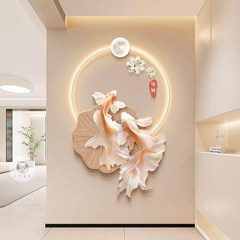 奶油风入户玄关装饰画锦鲤荷花走廊过道挂画高级感led灯发光壁画,农机/农具/农膜,播种栽苗器/地膜机,淘宝优惠券,粉丝福利购,淘宝优惠卷