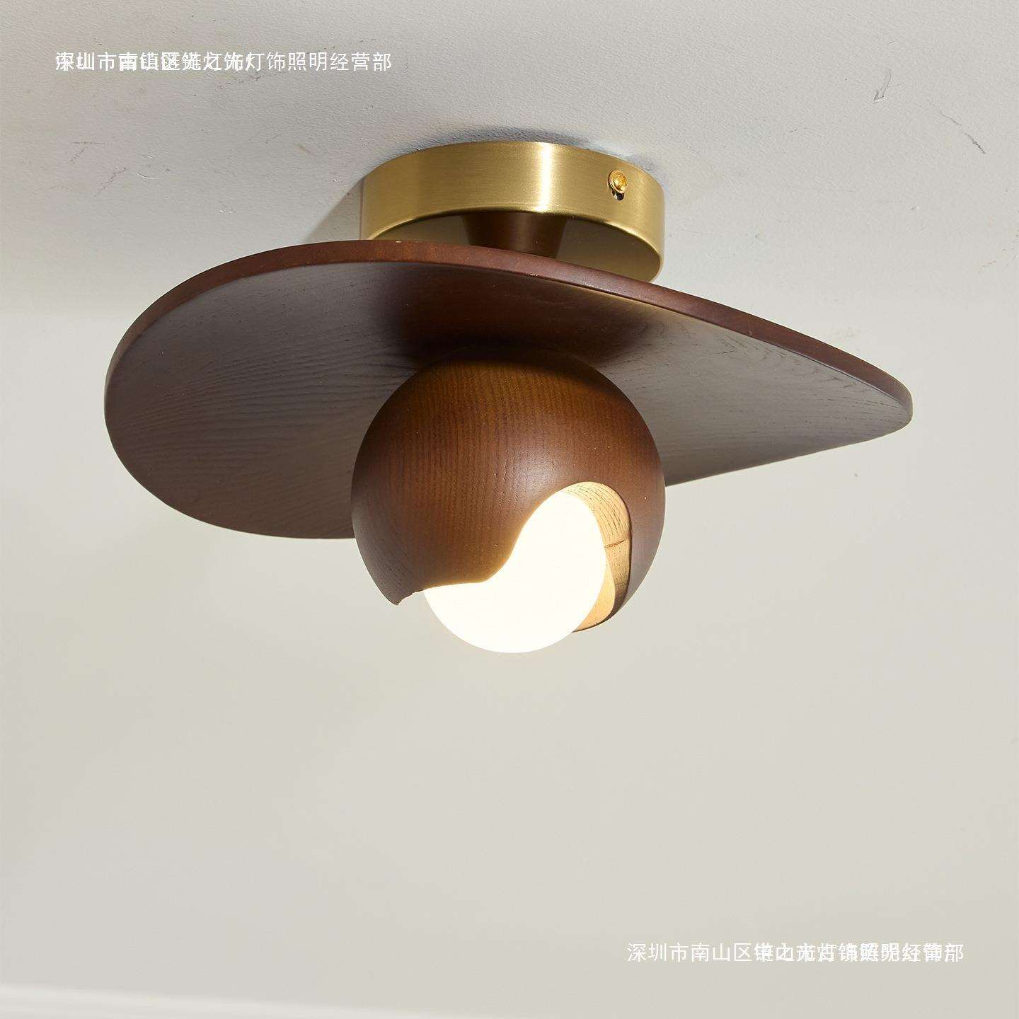 北欧过道吸顶灯灯民宿走廊楼道灯复古茶室灯创意实木书房中山灯具