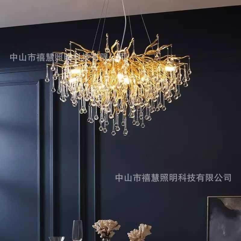 后现代轻奢客厅水晶吊灯简约餐厅创意美式灯奢华树枝水滴全光谱灯,农机/农具/农膜,播种栽苗器/地膜机,淘宝优惠券,粉丝福利购,淘宝优惠卷