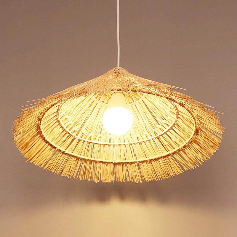 草帽灯藤编复古个性创意灯罩民宿农家乐灯具竹编原木风餐厅灯吊灯
