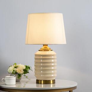 简约现代陶瓷台灯客厅卧室床头温馨台灯书房阅读布艺装饰台灯