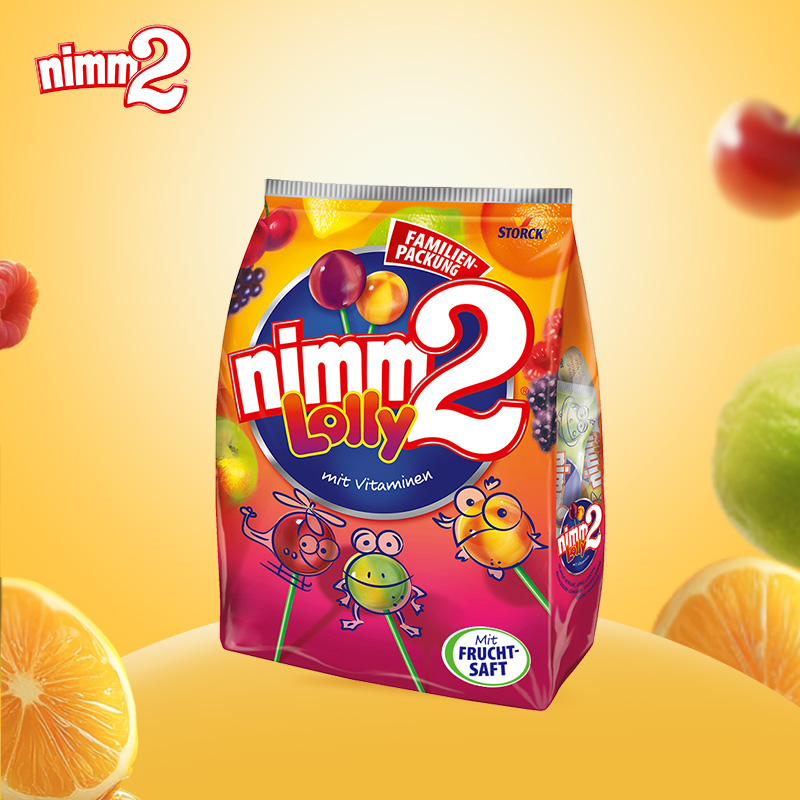 【德国进口】二宝nimm2维生素水果味儿童棒棒糖零食糖果200g