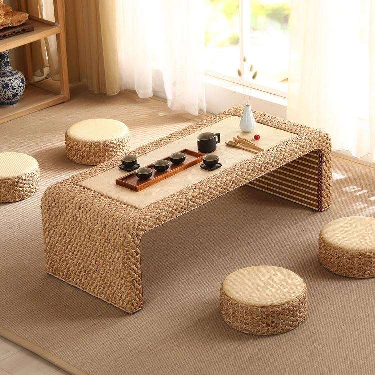 藤编榻榻米茶桌小茶几阳台窗台简约飘窗茶台桌子日式矮桌炕几炕桌