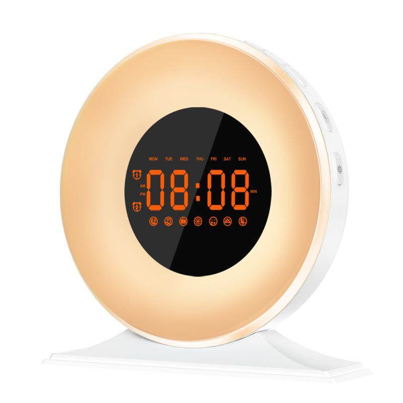 LED多功能模拟日出唤醒日落睡眠电子闹钟家居床头幻彩音乐氛围灯