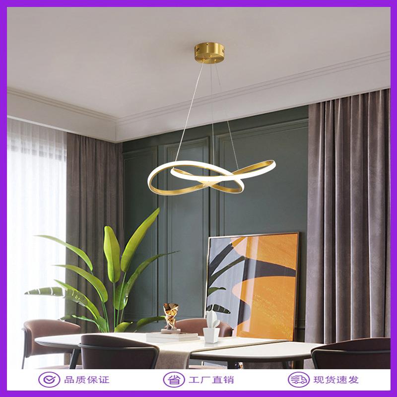 全铜餐厅吊灯现代简约大气创意环形客厅灯卧室灯房间灯轻奢吊灯
