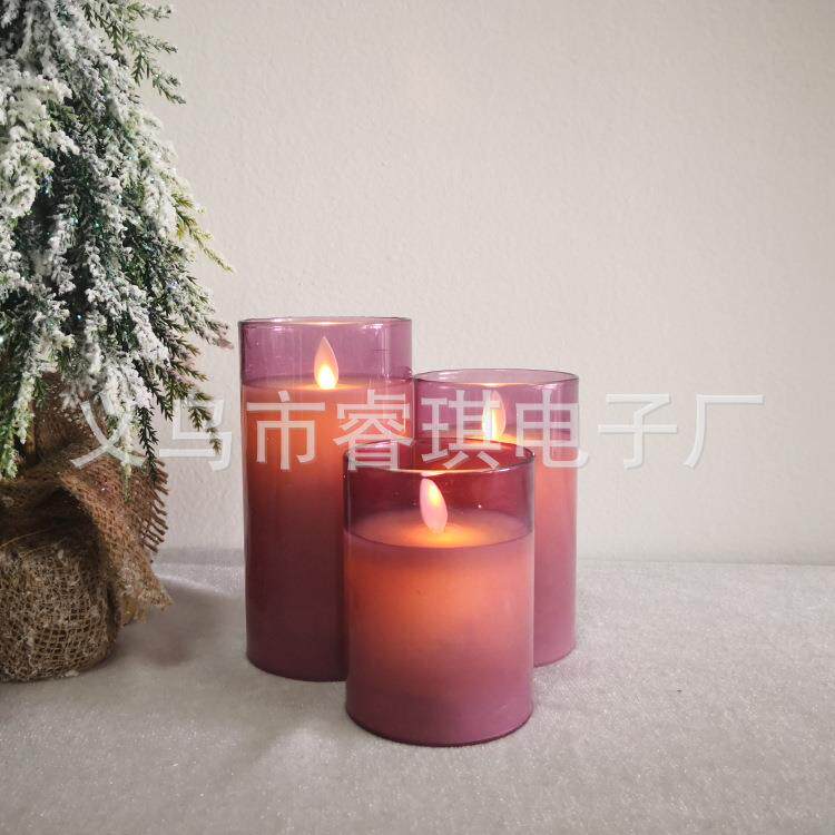 厂家LED玻璃杯烛台 电子仿真摇摆蜡烛 高硼硅玻璃管蜡烛灯