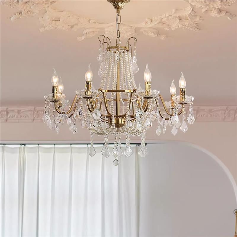 法式水晶吊灯美式客厅复古大厅餐厅复式楼挑空吊灯简约乡村灯具