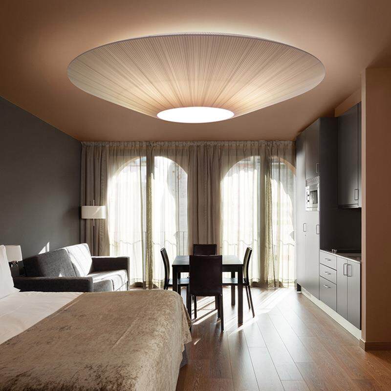 北欧客厅吸顶灯现代简约大气布艺卧室民宿酒店大堂创意圆形主卧灯