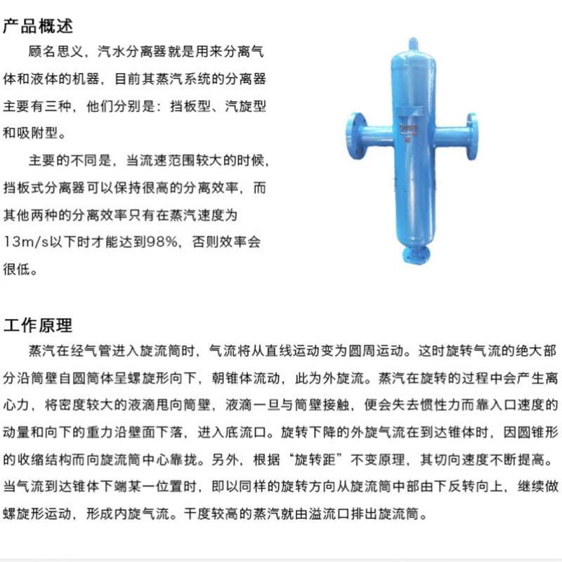 汽水分离器 挡板式旋风式蒸汽气液分离器自动排水油水油气分离器