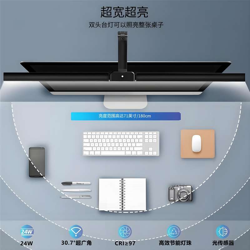 跨境LED台灯学生专用护眼桌面学习阅读灯多功能双头夹子折叠台灯