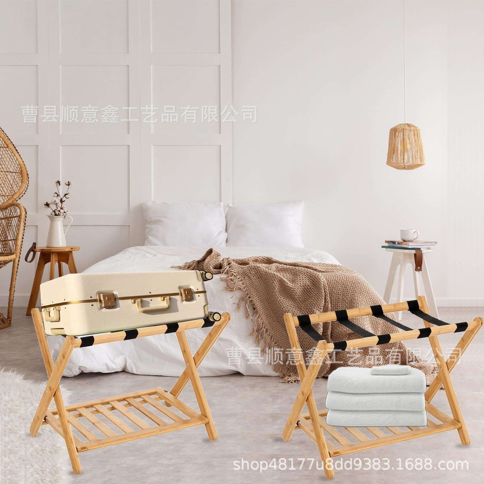 双层可折叠行李架落地式手提箱支架木制行李箱收纳架酒店卧室架