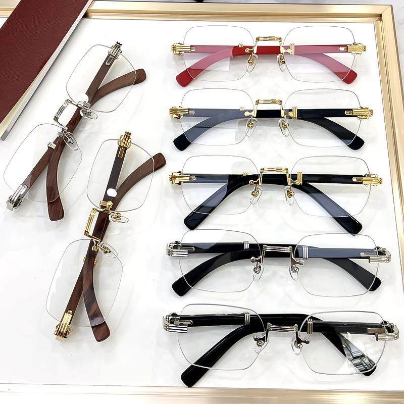 无框木腿高颜值光学眼镜男拍照眼镜框架日式时尚潮流眼镜ct0377O