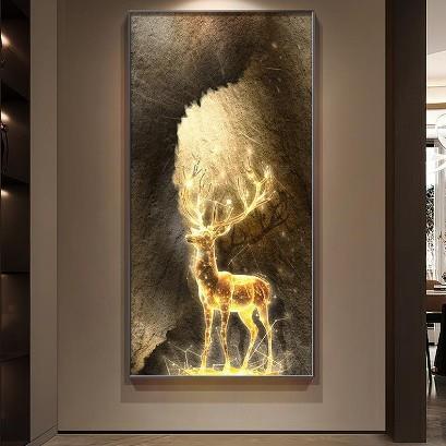 轻奢高级感入户门玄关装饰画高端抽象走廊过道尽头墙壁画麋鹿挂画