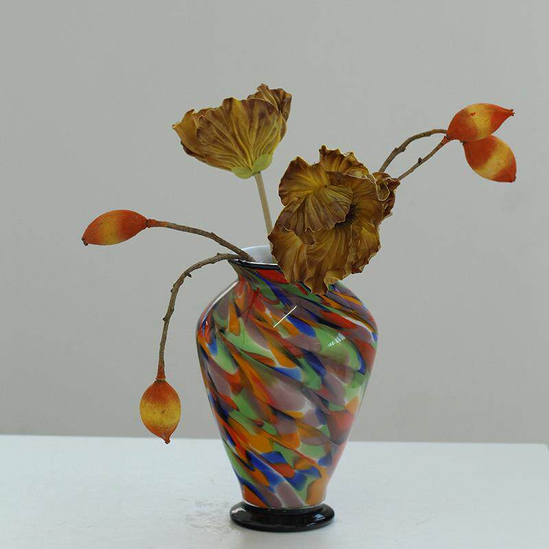 新中式复古琉璃花瓶餐桌高级感艺术软装居家轻奢渐变水培装饰花瓶