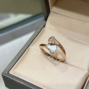 高版本扇子戒指女高级感轻奢镀18k玫瑰金 小众设计白贝母扇形指环