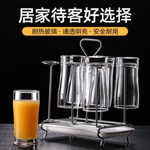 家用 玻璃杯果汁杯创意饮料杯耐热泡茶杯牛奶杯早餐杯喝水杯子套装