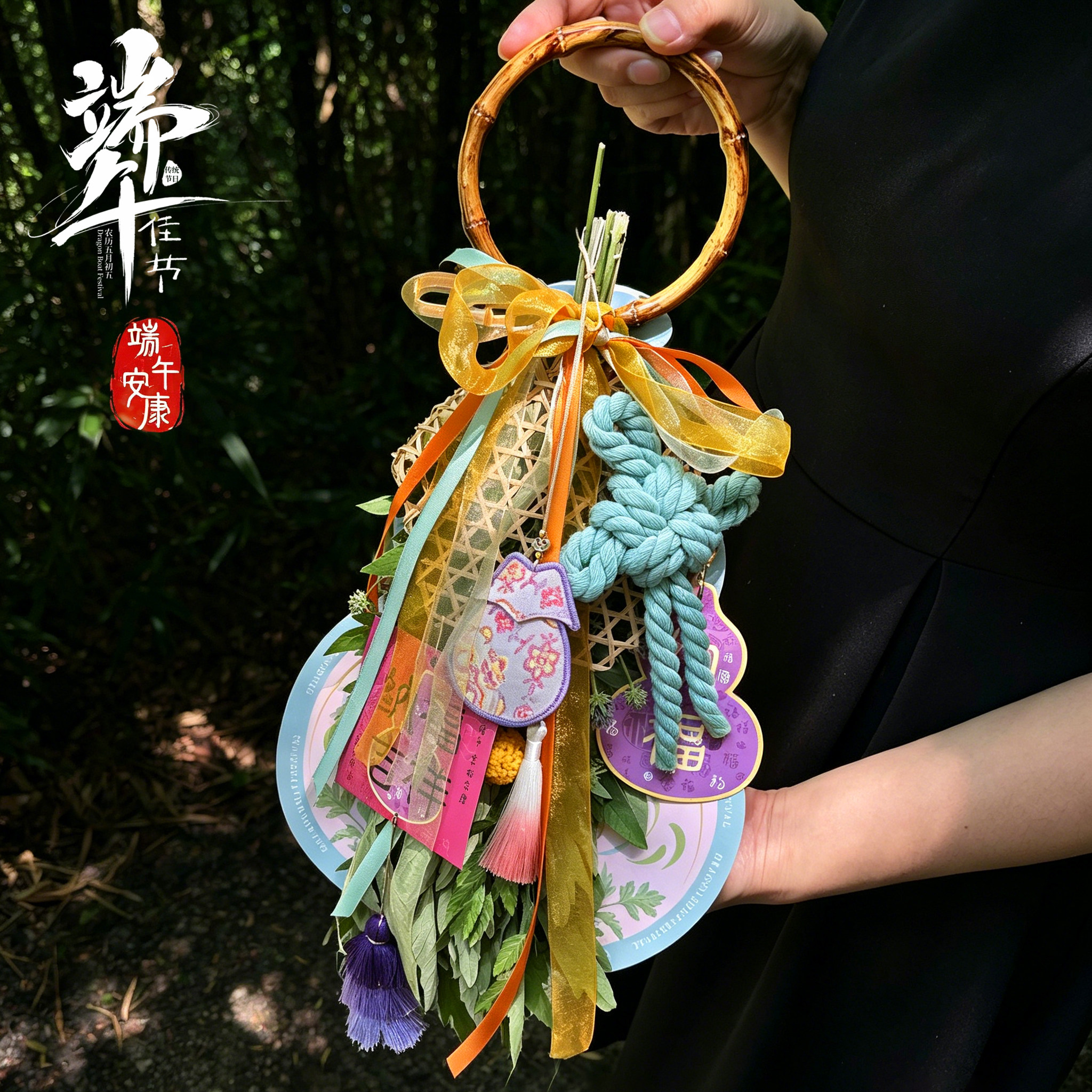 端午节艾草花束挂件非遗端午节装饰挂门窗万字结社团活动diy手工