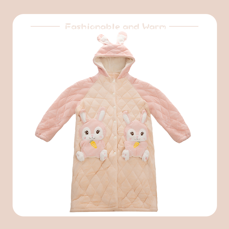 冬季三层加厚款女式家居服长款袍子