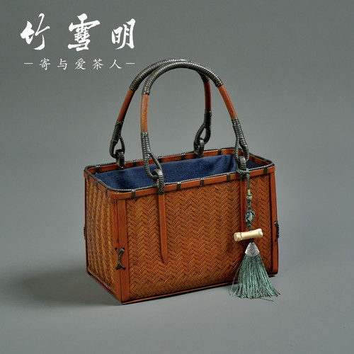 竹雪明|手工竹编旗袍汉服百搭竹编包复古国风女包茶道文艺收纳包