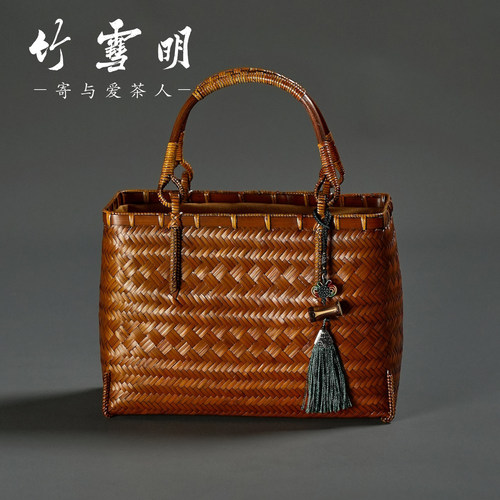 竹雪明手工竹编茶具收纳包