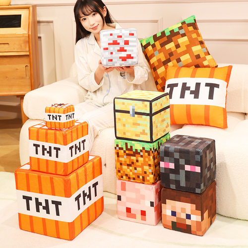 我世界TNT抱枕草方块毛绒玩具