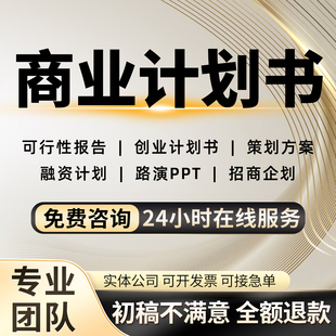 商业计划书PPT撰写可行性研究报告创业项目品牌融资方案策划指导