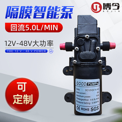 CE现货12V72W隔膜智能泵洗车器智能回流泵70W微型泵FCC压力隔E18