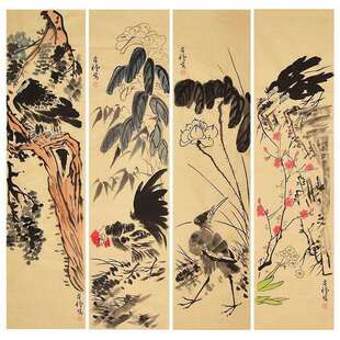 名画家李苦禅写意画纯手绘装饰画国画水墨画办公室画客厅画玄关画