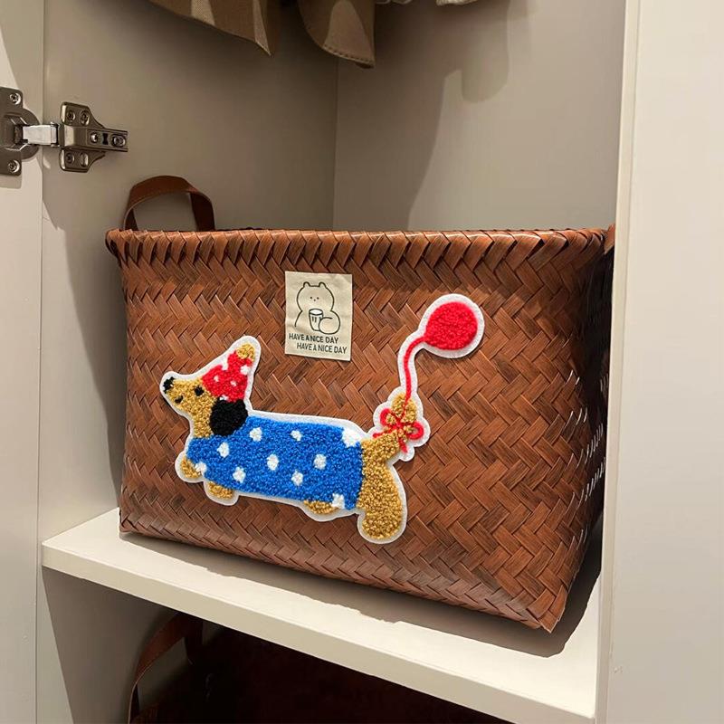 腊肠狗仿藤编衣柜收纳筐家用橱柜衣服整理盒玩具杂物储物箱脏衣篓