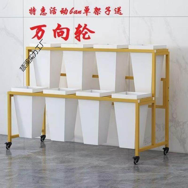 花店鲜花展示架多层阶梯花架可移动铁艺花架带轮多功能花桶展示架