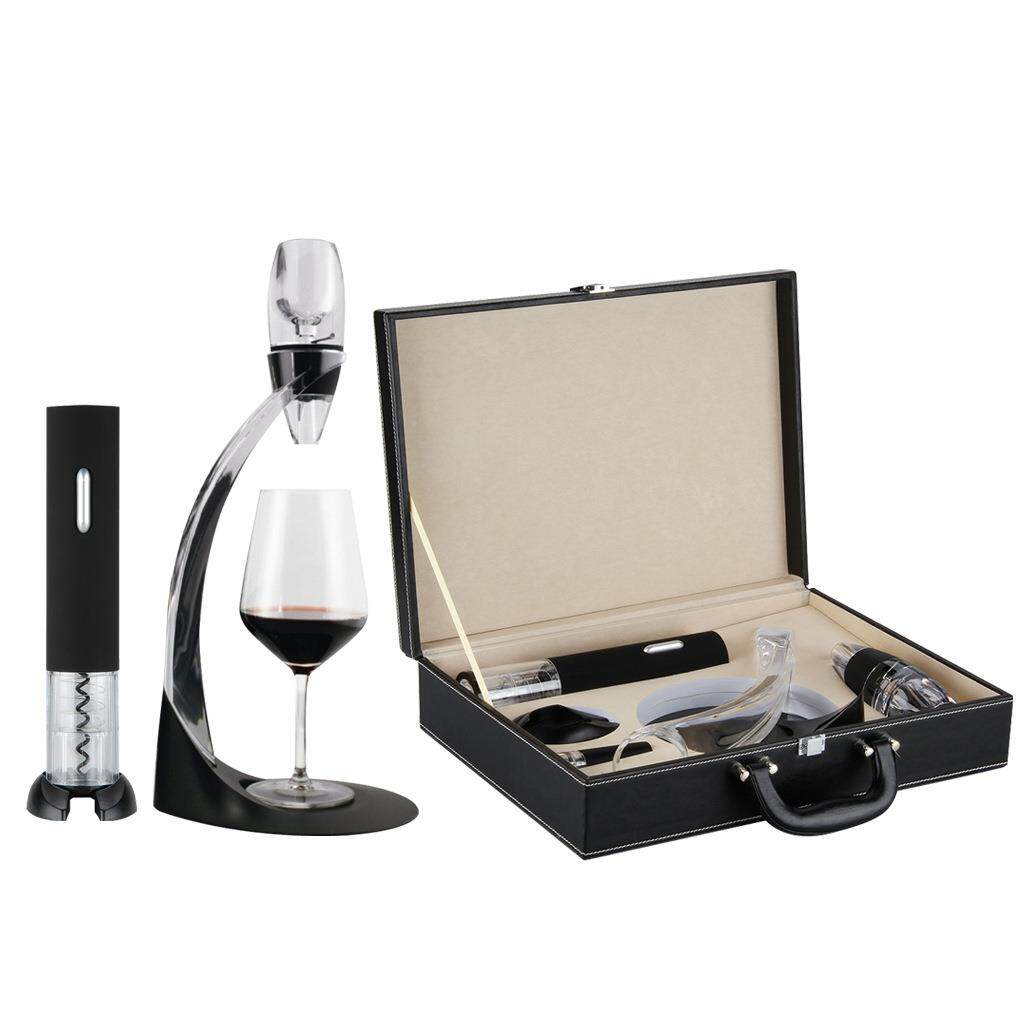 红酒快速醒酒器酒具套装 醒酒器电动开瓶器酒具醒酒器皮盒装