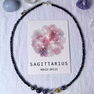东海十二星座星辰项链天然水晶月光石粉水晶射手座白羊座天蝎座