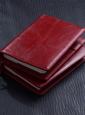 A6真皮定页本 可替换内页油蜡头层牛皮笔记本手账 标配横线