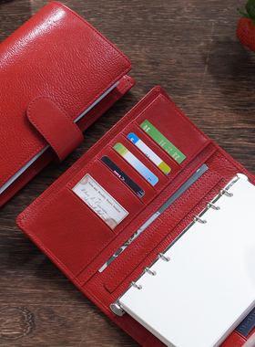 A6Slim 6孔15mm环径 真皮活页笔记本 植鞣摔纹牛皮记事日记手账本