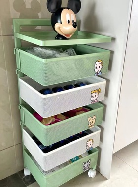 厨房多层整理置物架旋转网篮小推车零食架可移动果蔬储物收纳架