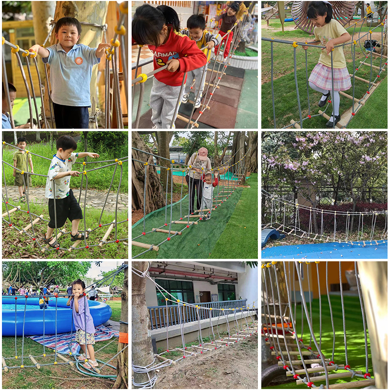 幼儿园户外荡桥体育活动