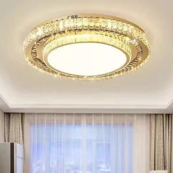 灯光叶客厅灯主灯圆形吸顶灯2025新款轻奢大水晶灯现代简约餐厅灯