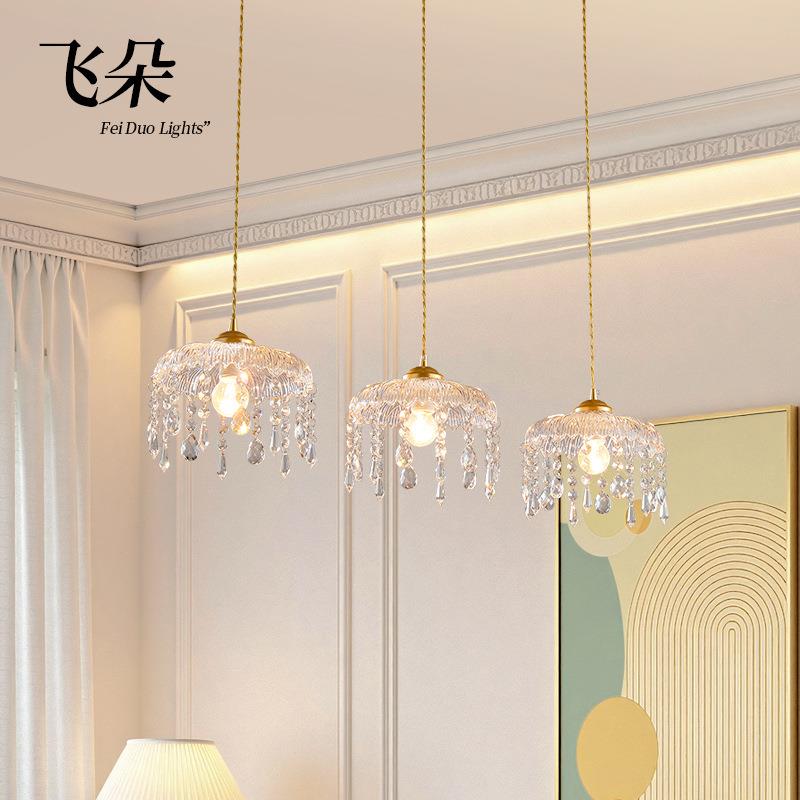 法式轻奢水晶餐厅吊灯2025新款美式复古宫廷风长方形餐桌灯具