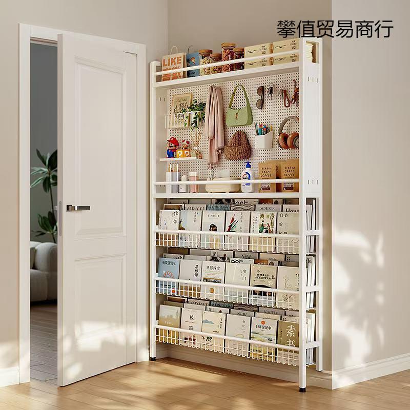 门后洞洞板置物架落地房间窄壁挂家用夹缝隙卧室收纳铁艺书架