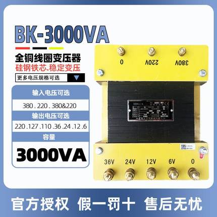 天正BK-3000VA(铜) 控制变压器交流380 220转220V110V36V24V12V6V