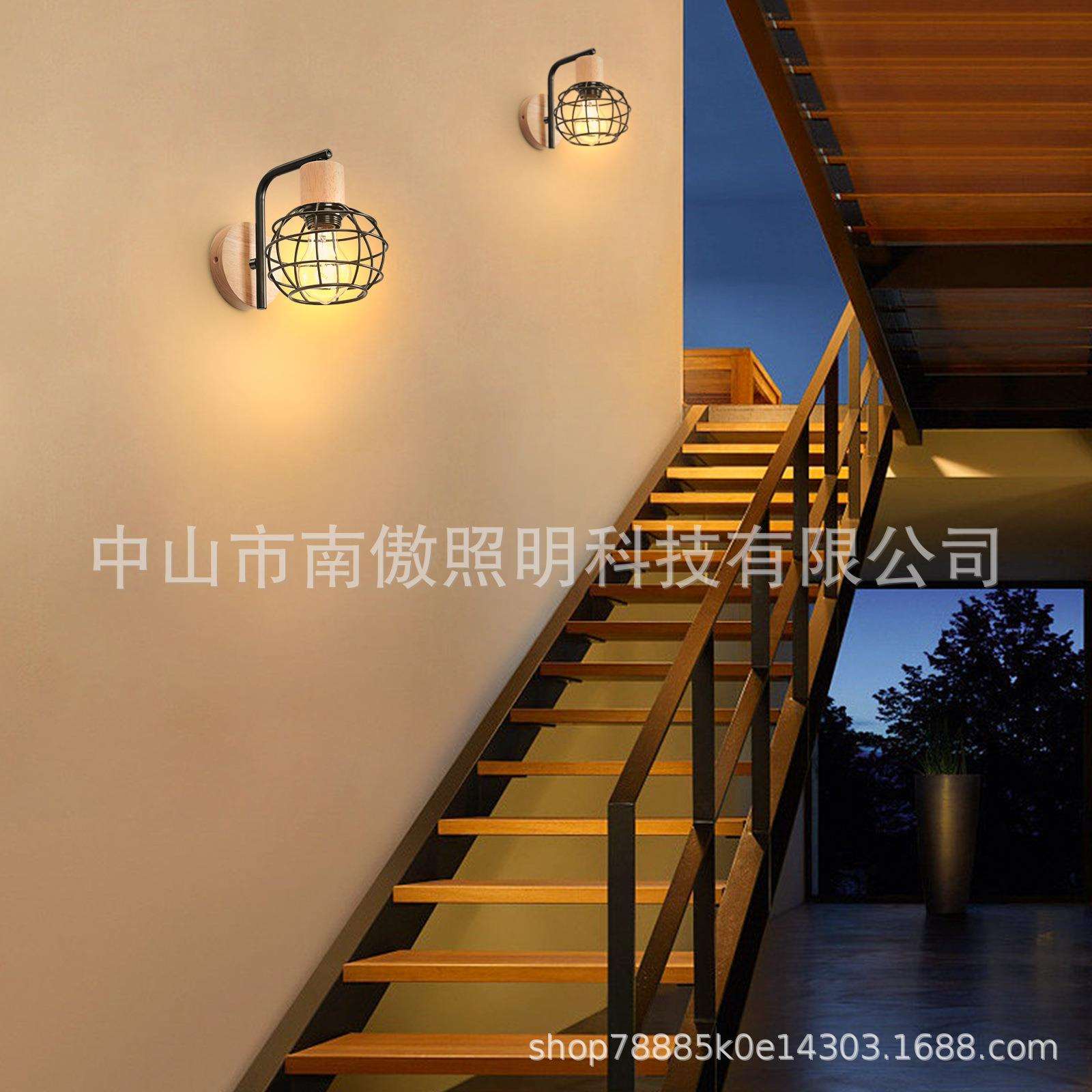 新款实木壁灯 室内卧室客厅灯走廊过道阳台灯创意个性led壁灯