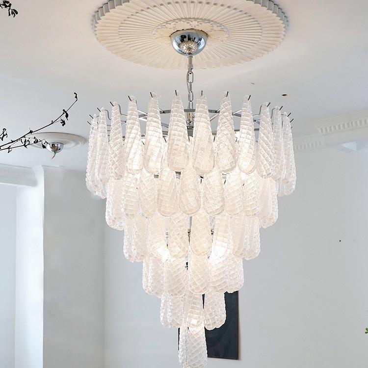 别墅复式楼梯轻奢水晶玻璃吊灯美式复古客厅餐厅卧室灯