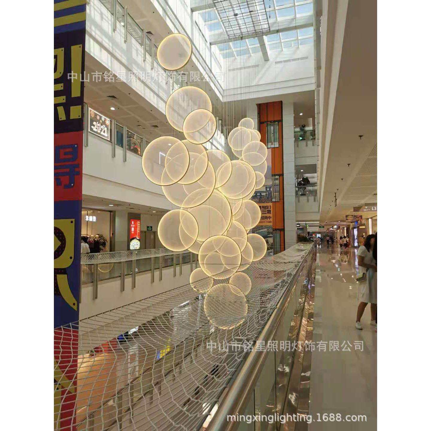 商场中庭美陈吊饰工厂铭星厂家商业广场中空LED灯光美陈装饰亮化