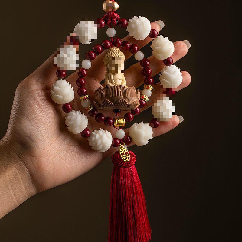 I5O2024汽车挂件朱砂饰品桃木莲花车内挂饰平安车载