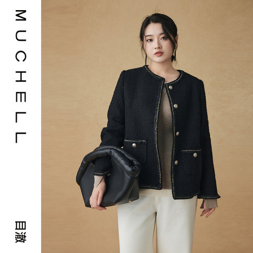目澈MUCHELL冬季新款【暗夜星序】小香风编织精致女士短外套