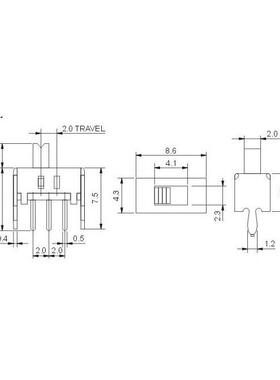 Ss12D07Vg2/3/4/5/6/7Mm手柄高度，定位脚垂直3针2速小拨动开关